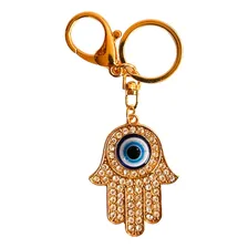 Chaveiro Metal Olho Grego Mão Hamsá Mão De Fátima Com Strass Foto mini 1
