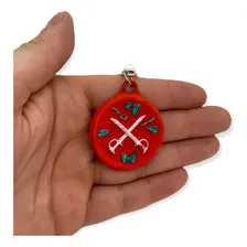 Chaveiro Ogum Vermelho Espada Em Resina 13 Cm Proteção E Foto mini 2
