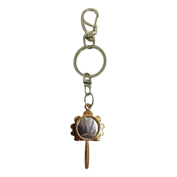 Chaveiro Oxum Abebê Luxo Espelho Dourado 14 Cm Metal Foto 1