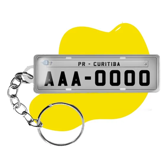 Chaveiro Placa Carro Antigo Personalizado Com Nome Cor Cinza Foto 1