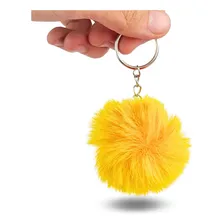 Chaveiro Pompom PelĂșcia Kit C/12 - Amarelo Ouro - Nybc Foto mini 1