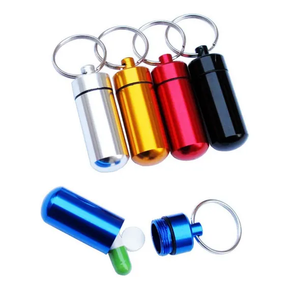 Chaveiro Porta Comprimidos A Prova D'água Capsula Aluminio Foto 1