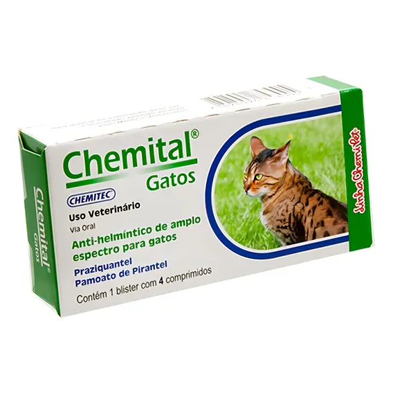 Chemital Gatos 4 Comprimidos - Vermifugo Foto 1
