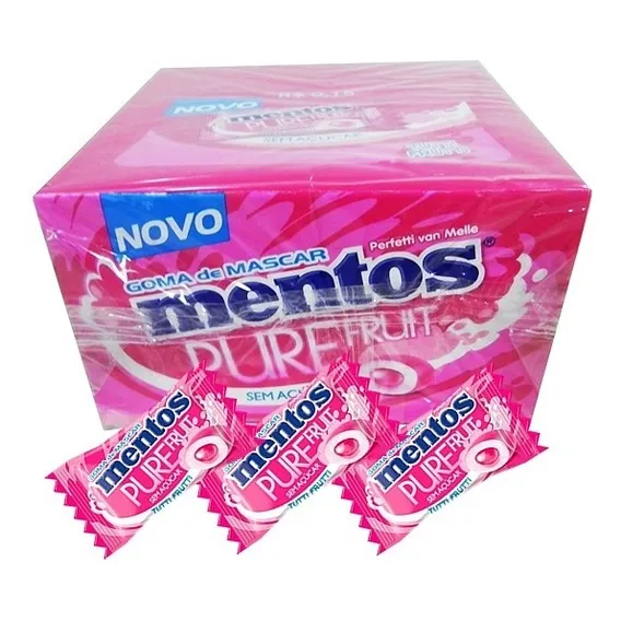 Chiclete Mentos Pure Fruit Tutti-frutti- Kit 2 Caixas C/60 Foto 1