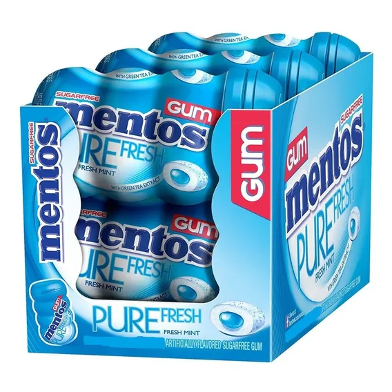 Chiclete Mentos Purefresh Mint Com 6 Potes - 552g Foto 1
