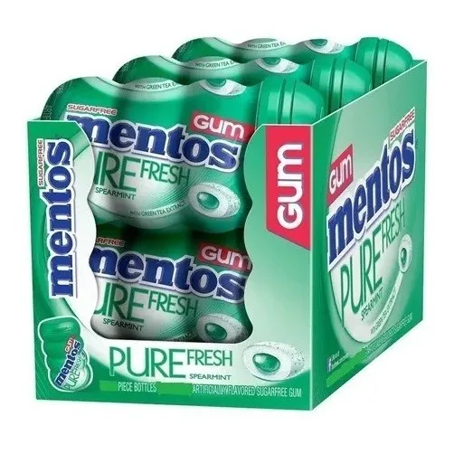 Chiclete Mentos Purefresh Wintergreen Com 6 Potes - 552g Foto 1