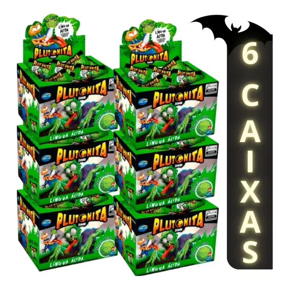 Chiclete Plutonita Língua Ácida Arcor 180g Kit 6 Caixas Foto 1