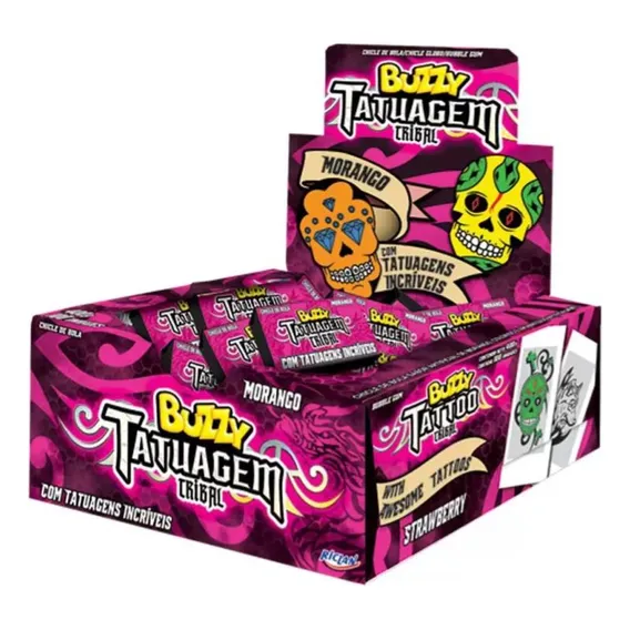 Chiclete Tatuagem Tribal Buzzy Morango C/ 90unid Foto 1