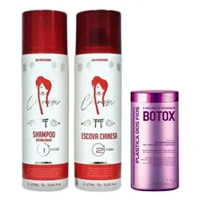 Chinesa Escova Progressiva 2 X 1l + Btox Plastica De Fios 1k Foto mini 1