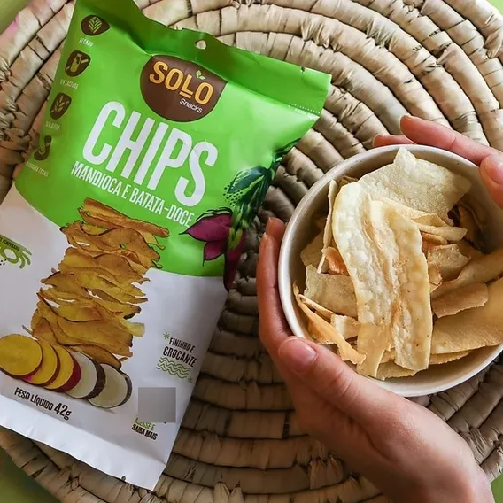Chips Batata Doce E Mandioca Solo Snacks 42g Foto 1