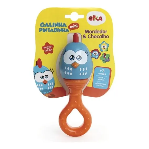 Chocalho E Mordedor Galinha Pintadinha - Elka 1053 Cor Laranja e Azul Foto 1