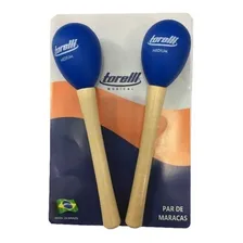 Chocalho Par Maracas Azul Medium Cabo Madeira Torelli Tm020 Foto mini  2