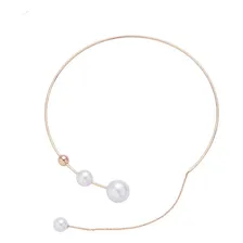 Chocker Colar Dourado Liso Pérolas Minimalista E Sofisticado Foto mini  3