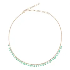 Chocker Semijoia Cristal Verde Ródio Foto  mini 1