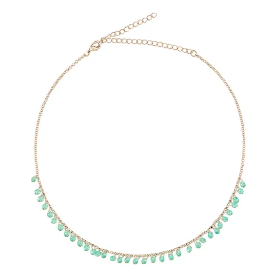 Chocker Semijoia Cristal Verde Ródio Foto 1