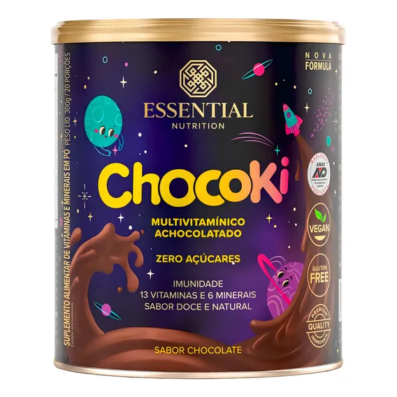 Chocoki MultivitamÃnico Essential Nutrition 300g Chocolate Foto 1