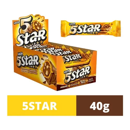 Chocolate 5 Star 40g Caixa Com 18 Unidades - Lacta Foto 1