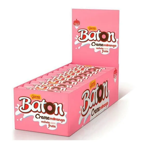 Chocolate Baton Creme De Morango 16gr C/30un Garoto Foto 1