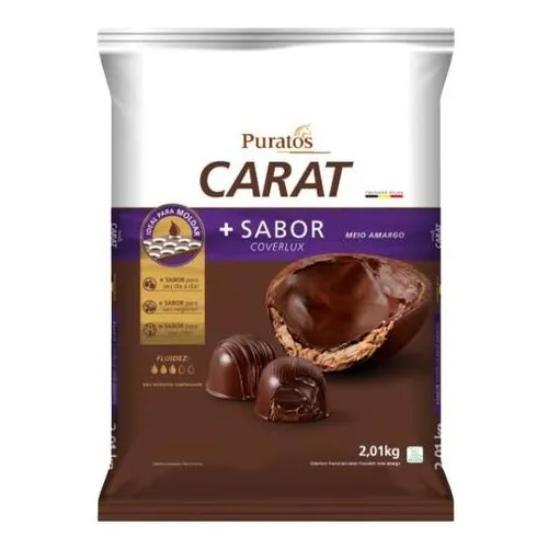 Chocolate Carat Coverlux Gotas 1/2 Amargo 2,1kg - Puratos Foto 1