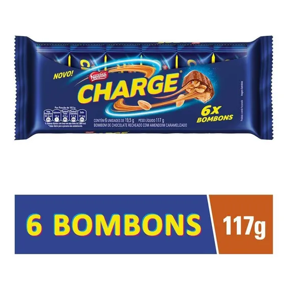 Chocolate Charge Nestlé 117g com 6 unidades Foto 1