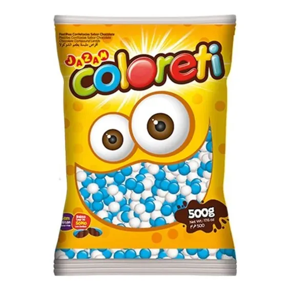 Chocolate Confeito Coloreti Azul Com Branco 500gr - Jazam Foto 1