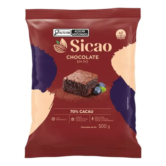 Chocolate Em P贸 70% (500g) - Sicao Foto 1