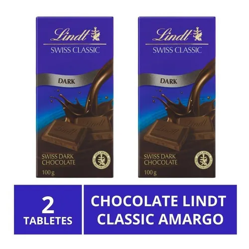 Chocolate Lindt Classic, Amargo, 2 Barras De 100g Foto 1