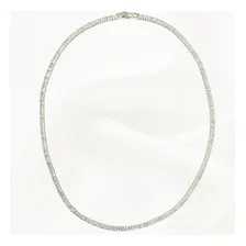 Choker Colar Baguete Riviera Zirc么nia Banhado Ouro 18k R贸dio Cor Prateado Foto mini 3