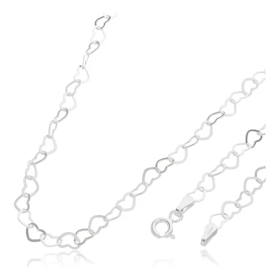 Choker colar corrente gargantilha coração prata 925 45 cm cor prateado Foto 1