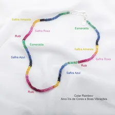 Choker Rainbow Pedras Preciosas Esmeraldas Rubi E Safiras Foto mini 3