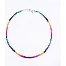 Choker Rainbow Pedras Preciosas Esmeraldas Rubi E Safiras Foto mini 1
