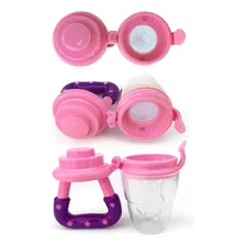 Chupeta Alimentadora Mordedor Frutas Bebê Bico Silicone Rosa Foto mini  3