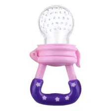 Chupeta Alimentadora Mordedor Frutas Bebê Bico Silicone Rosa Foto  mini 1