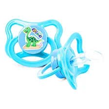 Chupeta Assimétrica Bebe Bico Silicone Ortodontica + 6m Cefisa Dino Azul Foto mini 1
