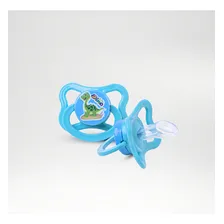 Chupeta Assimétrica Bebe Bico Silicone Ortodontica + 6m Cefisa Dino Azul Foto mini 4