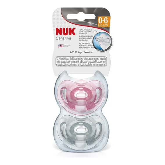 Chupeta Nuk Sensitive Soft 100% Silicone (0-6m) Rosa Foto 1