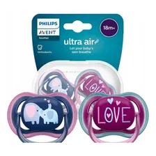 Chupeta Philips Avent Ultra Air Menina Love Rosa Azul +18 Meses Foto mini 2