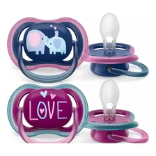 Chupeta Philips Avent Ultra Air Menina Love Rosa Azul +18 Meses Foto mini 1