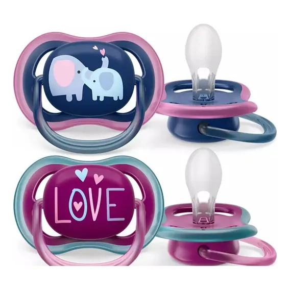 Chupeta Philips Avent Ultra Air Menina Love Rosa Azul +18 Meses Foto 1