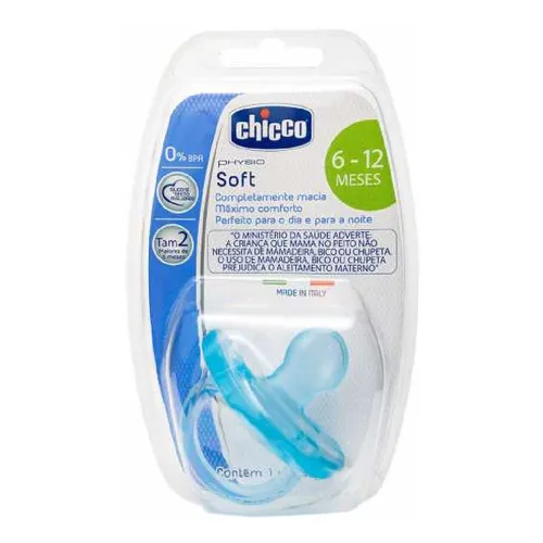 Chupeta Physio Soft Silicone Tamanho 2 (6-12m) Azul - Chicco Foto 1