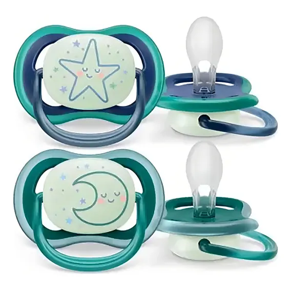 Chupeta Ultra Air Noturna 6-18m Azul/verde - Dupla - Philips Foto 1