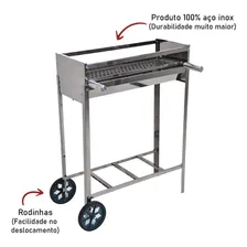 Churrasqueira Carrinho Espetinhos Portátil Com Grelha Inox Foto mini 4