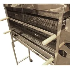 Churrasqueira Com Rodinhas Em Inox 80cm Para Espetinhos Com Coifa e Grelha Dupla Foto mini  2