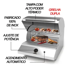 Churrasqueira de Bancada à Gás GLP Sem Fumaça e com Acendedor Automático Inox Saro? Foto mini 4