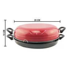 Churrasqueira De Fogão Antiaderente Panela Grelha Sem Fumaça Cor Vermelho Foto mini 3