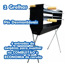 Churrasqueira Dupla Espetinho Tradicional Com 2 Grelhas Foto mini 4