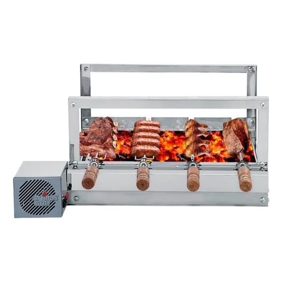 Churrasqueira Giratória Inox Grill 4 Espetos Rotativa Foto 1