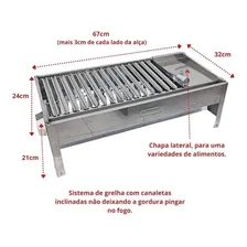 Churrasqueira Inox Mini Com Grelha Argentina Mais Chapa Inox Foto mini 2