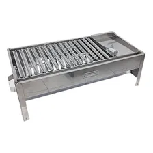 Churrasqueira Inox Mini Com Grelha Argentina Mais Chapa Inox Foto mini 1