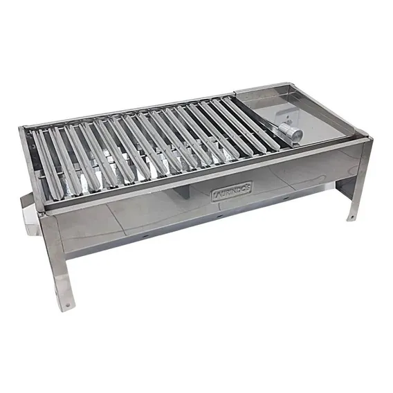 Churrasqueira Inox Mini Com Grelha Argentina Mais Chapa Inox Foto 1